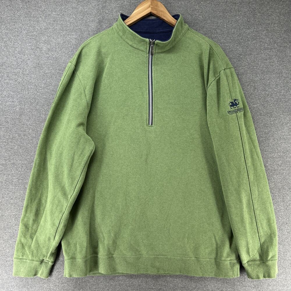 Straight Down Pullover Mens 2XL Green Dragon Ridge Golf Half Zip Cotton Sweater